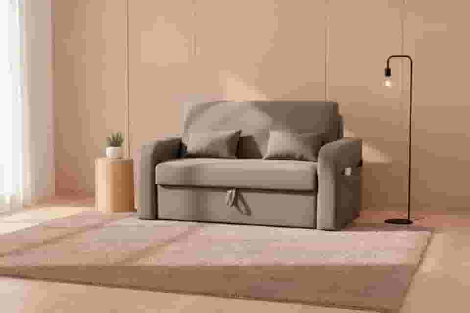 Sofá Cama Com Baú 2 Lugares 140cm Lady Day Retrátil Com Almofadas Veludo Premium Aconchegante (Cinza)