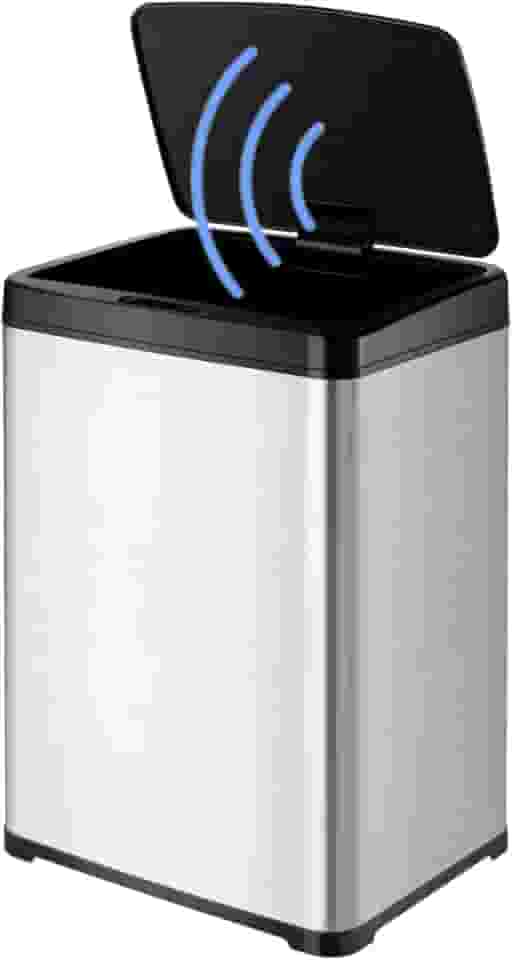 Lixeira Retangular Automática com Sensor de Proximidade em Aço Inox - 40L - Prata