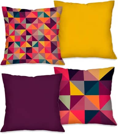 kit 4 Capas de Almofadas para Sofá Tamanho 45cm x 45cm Modelo Geometrico Coloridos
