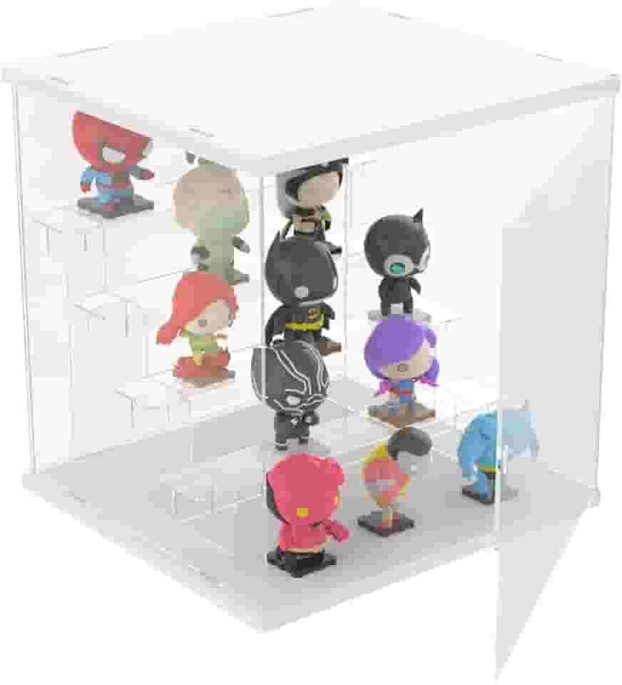 Nynelly Vitrine de acrílico para colecionáveis, caixa de exibição transparente de 5 camadas com porta, monta vitrine à prova de poeira de bancada para miniaturas, Funko Pop, miniatura, branca, 32 cm C
