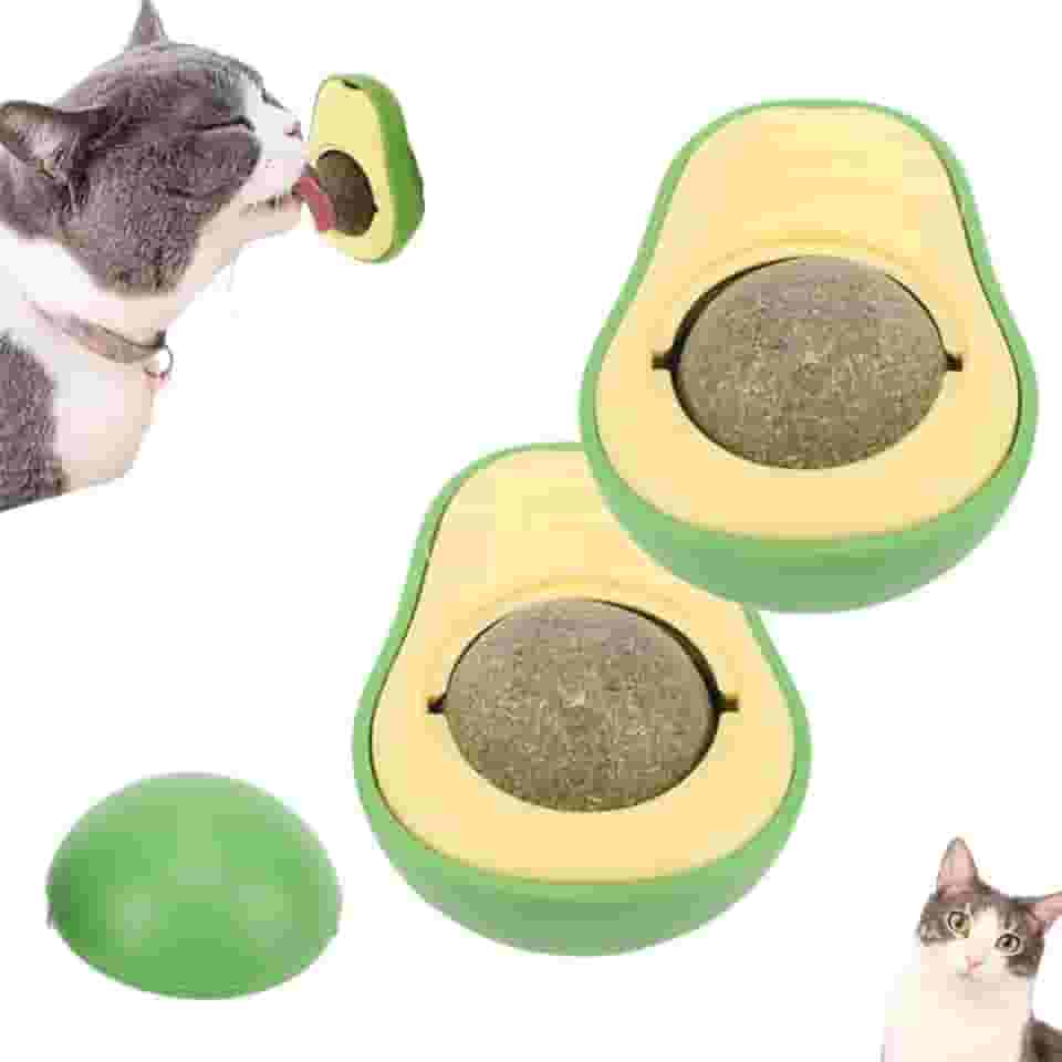Kit 2 Abacate De Brinquedo Para Gatos Com Catnip Erva Gato Natural Bola de Lamber