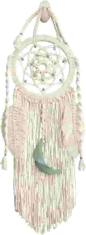 Filtro dos Sonhos em Macramê, Artesanal com Lua em pedra e Cristais, Decoração Boho (verde)