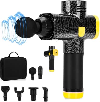 25 * 17CM, Pistola Massageadora, 6 Opções de Velocidade, com Case, com carregador de 100-240V, Pistola Massageadora Profissional, 6 Cabeças de Massagem, Massageador Muscular