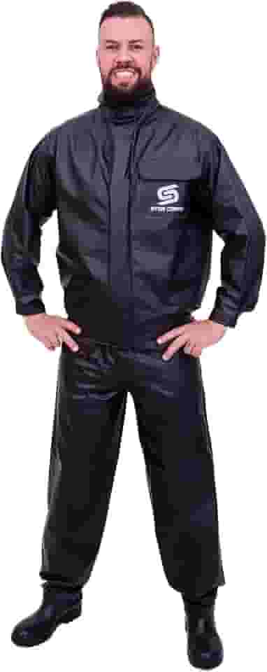 Capa De Chuva Motoqueiro Star Capas Impermeável Conjunto Jaqueta e Calça Motoqueiro Motociclista Motoboy Motogirl Impermeável Masculino e Feminino (BR, Alfa, P, Regular, Regular, Preto)