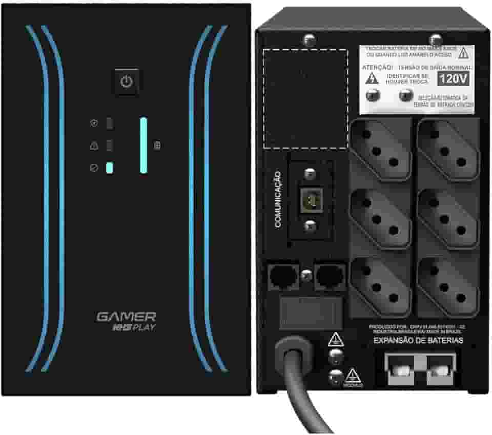 Nobreak NHS Gamer Play Senoidal 1000VA Ent.Biv S.120V Bat 2x7Ah C/Protetor Eth/USB