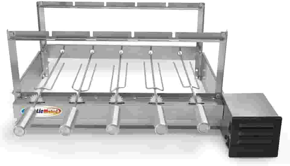 Grill Giratorio Churrasqueira Inox 5 Espetos Motor Weg Bivolt