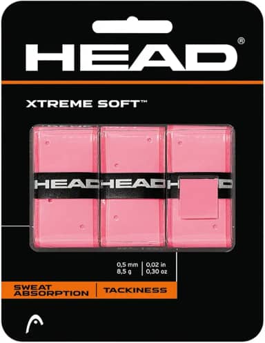 Head Xtreme Fita macia para raquete de tênis Overgrip Pacote com 3 unidades, branca, pacote EUA