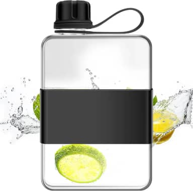 Garrafa de água plana, garrafa de água quadrada à prova de vazamento, garrafas de água planas e finas para viagem, sem BPA, garrafa de água para meninas, para atividades físicas, atividades ao ar