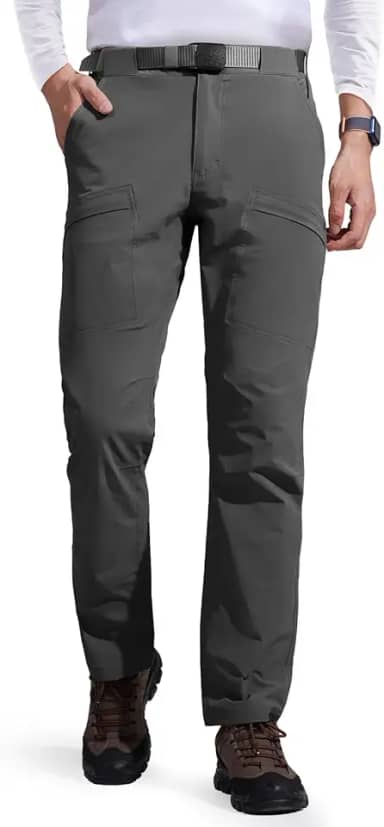 Calça cargo masculina para caminhada ao ar livre com cinto, leve, impermeável, secagem rápida, tática, nylon, elastano