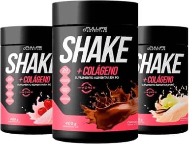 Shake Substituto de Refeição Com Colágeno Fullife 400g 3 Unidades (400g, Chocolate/Morango/Baunilha)