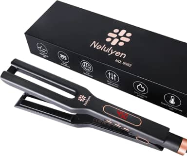 Nelulyen Alisador de cabelo para mulheres, alisador de placa dupla de 4,3 cm de largura, placas flutuantes 3D chapinha plana com temperatura ajustável para todos os tipos de cabelo, aquecimento