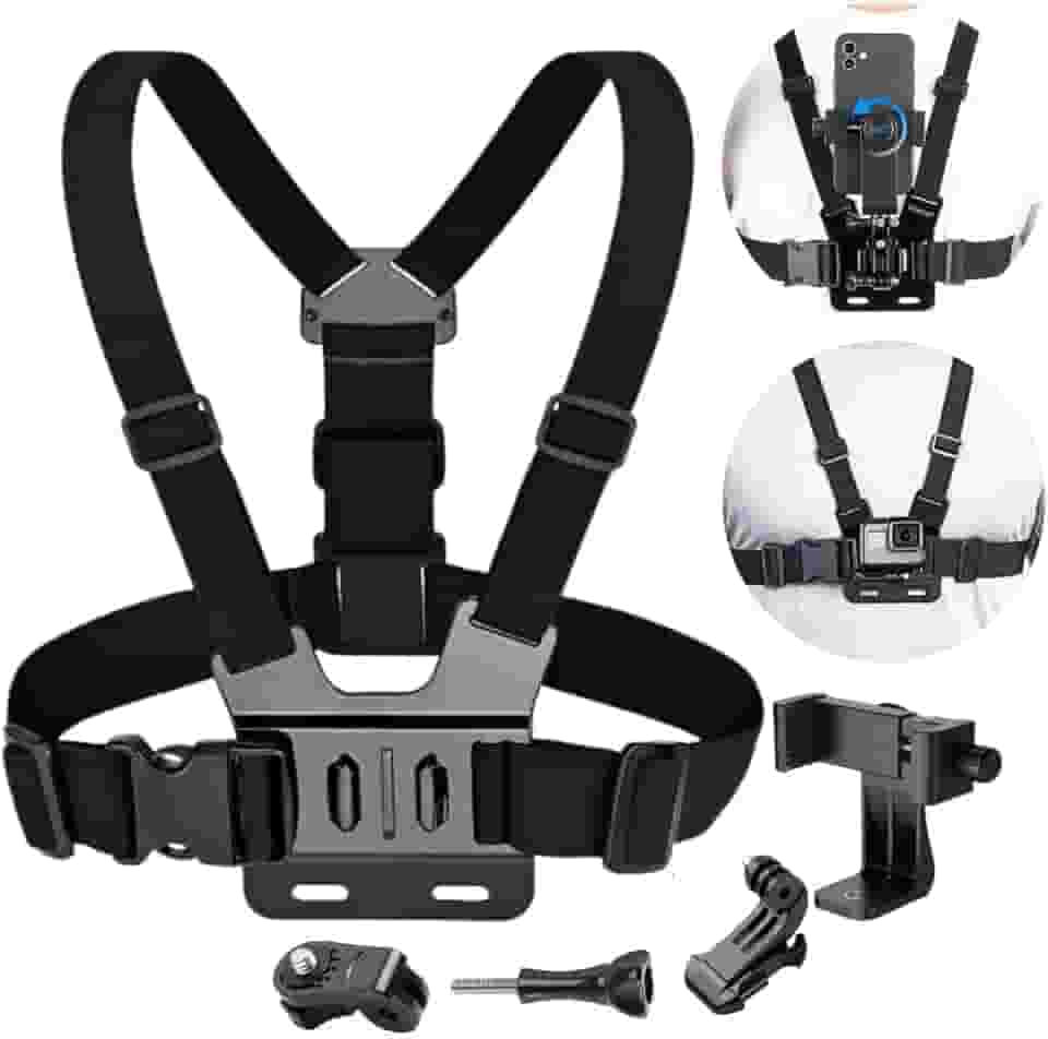 Suporte Peito Peitoral Para Celular E Câmera Esportiva Gopro Chest Band Ajustável 360° Colete Para Vídeo E Filmagem Esporte Moto E Bike Compatível Smartphone, Camera Ação Confortável