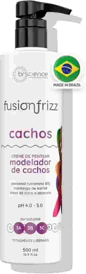 Creme para Pentear Cabelos Cacheados Fusionfrizz Brscience 500ml – Hidratação, Nutrição e Ação Antifrizz com Brilho Intenso para Cachos Curvas 3A, 3B e 3C