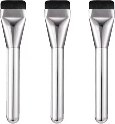 Kit 3 Peça Pincel Plano P/Base Líquida Corretivo Flat Blush