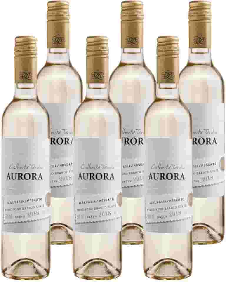 AURORA Vinho Colheita Tardia Branco 500ml (6 unidades) - Moscato e Malvasia - Doce - Gluten Free - Vinho - Sobremesa