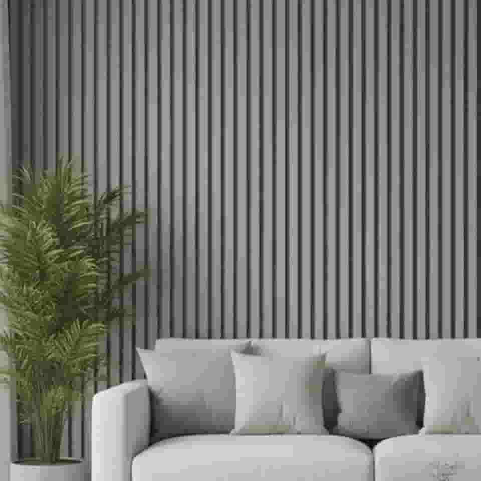 Papel De Parede Ripado Cinza Madeira 10m x 45cm Lavável Autocolante Efeito Painel Moderno