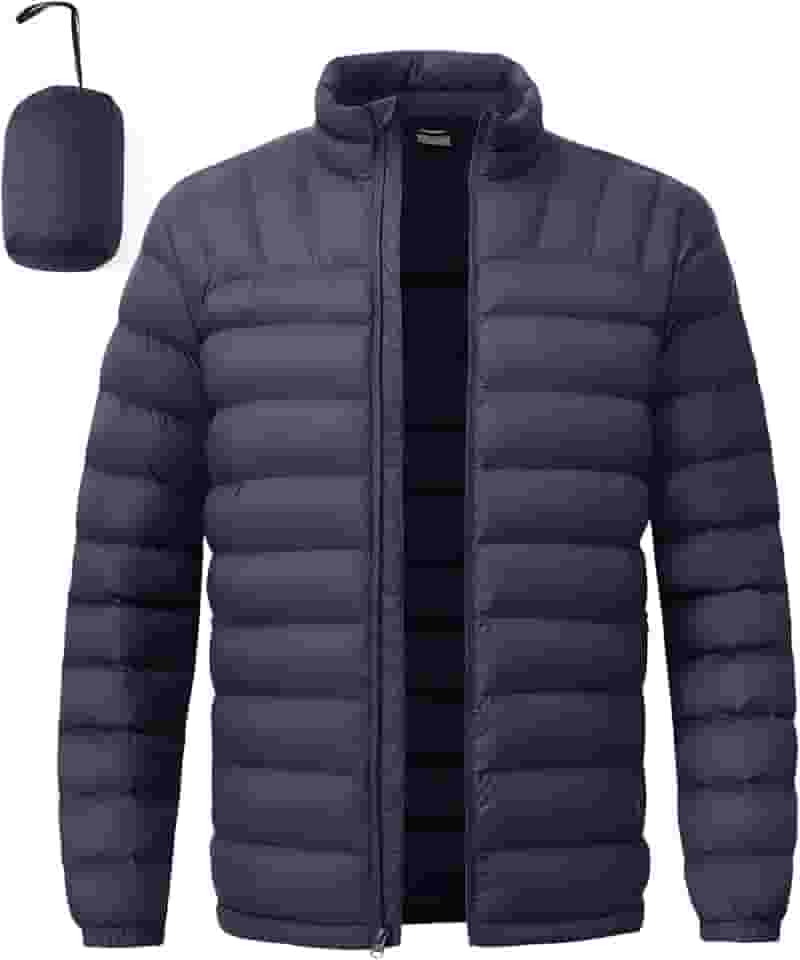 Jaqueta masculina leve embalável acolchoada quente de inverno para homens casaco acolchoado alternativo