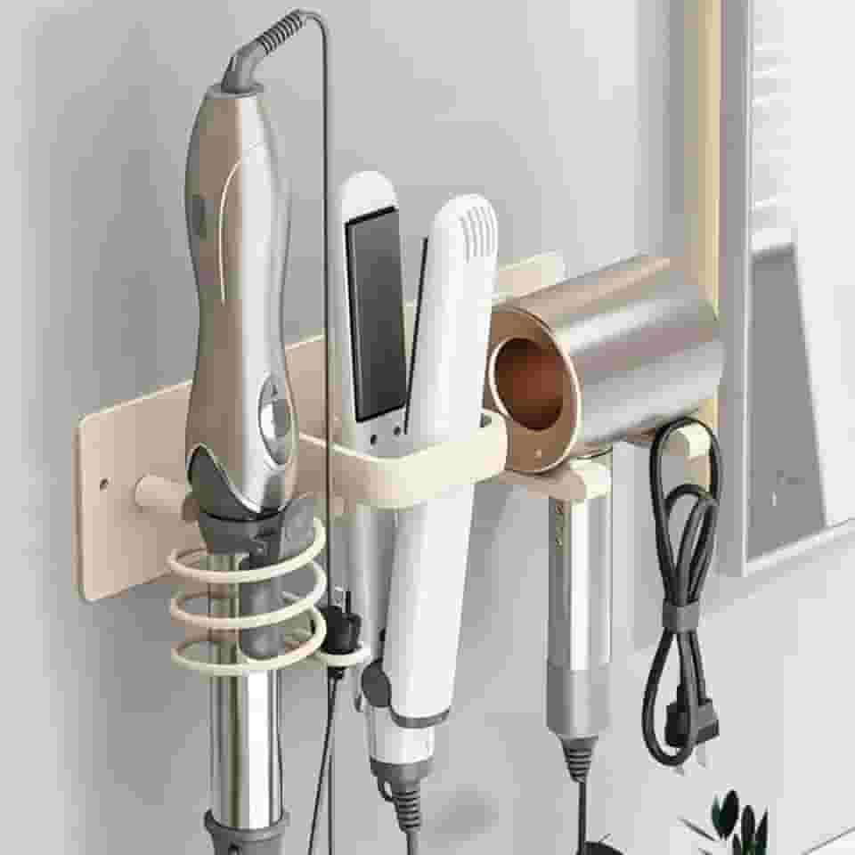 Suporte para secador de cabelo, modelador de cabelo, chapinha, organizador de ferramentas de cabelo 3 em 1, suporte de parede, suporte de modelador de cabelo, suporte de parede para secador de