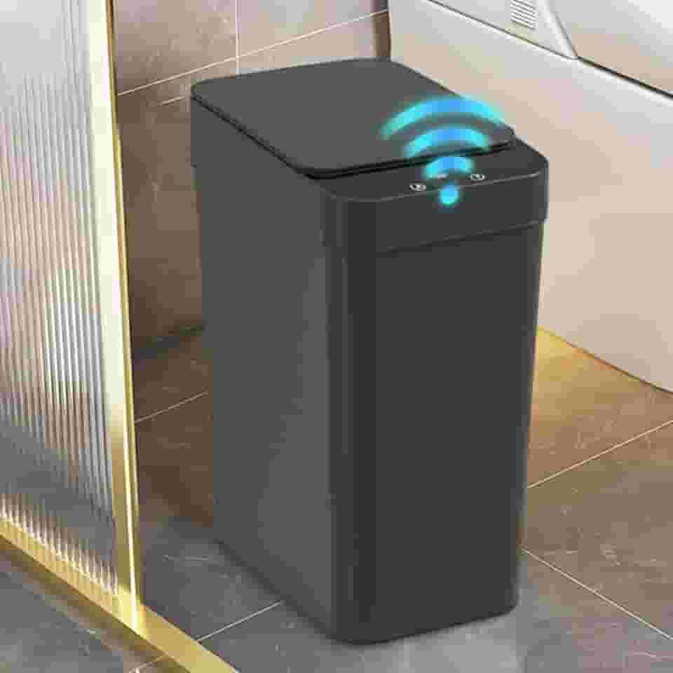 Lixeiras Automáticas com Sensor – Opções de 12L, 18L e 20L com 3 Modos Inteligentes de Abertura e Fechamento para Cozinha, Banheiro e Escritório (Preto 12L - 3 Modos)