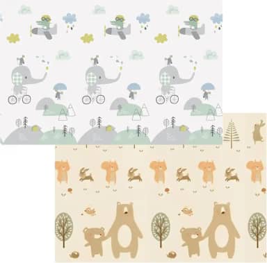 Baby Tapete de Atividades Infantil 8MM Tatame Portátil dos Bebês e Crianças, Dupla Face, Dobrável, Macio, Gigante - Fácil de Guardar (Urso)