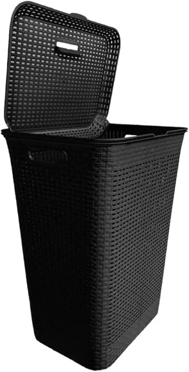 Cesto De Roupa Suja Organizador 72 Litros Lavanderia Alça E Tampa Brinquedo Quarto Multiuso Flexível (Preto)