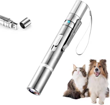 Ponteiro laser, brinquedos para gatos em ambientes internos, brinquedo de caneta a laser, ponteiro de luz LED de ponto vermelho, brinquedos interativos para gatos e cães, carregamento USB, 5 padrões