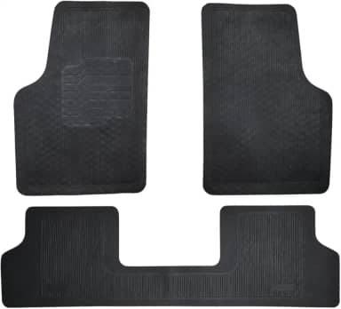 Tapete Borracha Automotivo Universal Para Carro Com Traseira inteiriça Jogo com 3 peças-Preto