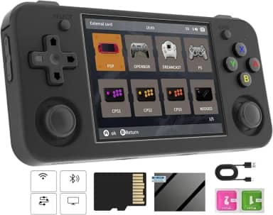 Video Game Emulador Mini Game Console Retrô RG35XX H, Cartão TF de 64 GB Integrado, Tela IPS de 3,5 Polegadas, Sistema Linux, Suporte a Mais de 5500 Jogos Clássicos, Gamepad sem Fio 2.4G/5G, TV, Monitor WiFi Bluetooth 4.2 - Preto.