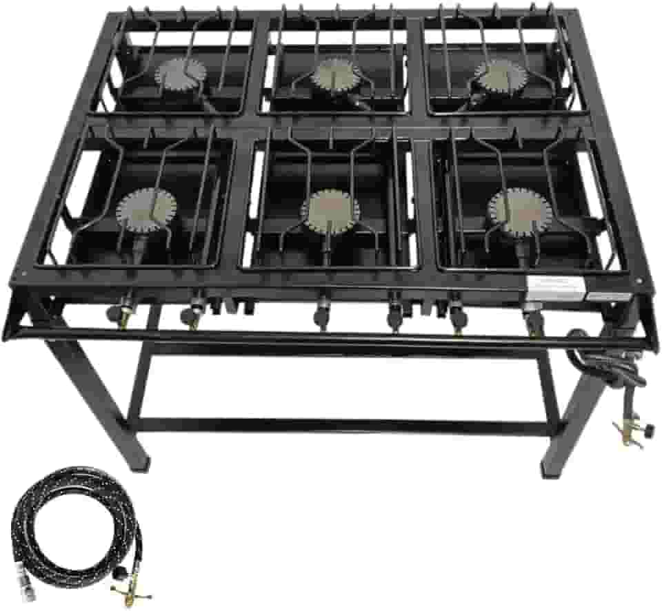 Fogão Industrial 6 Bocas, FERRO FUNDIDO, Base de Aço Carbono, Alta Pressão, 68x95cm