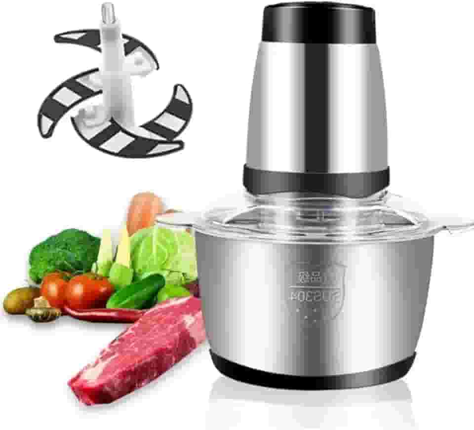 Moedor Elétrico Potente Alimentos 1000W Carnes Picador Legumes Temperos Processador Triturador Multiprocessador Inox 2L 110V