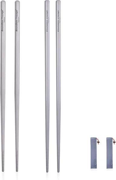 iBasingo Batons de titânio quadrados redondos à prova de escorregões para acampamento ao ar livre, talheres de piquenique, pratos ultraleves 12,5 g, Square & round- Ti1566I