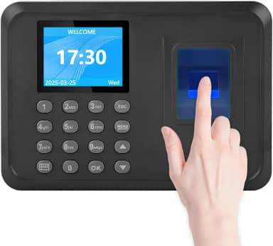 Relógios de ponto para funcionários pequenas empresas,Relógio na máquina para funcionários, Relógio em Clock Out Machine,com tela LCD TFT 2.4,dados de download USB,1000 scanner de impressões digitais