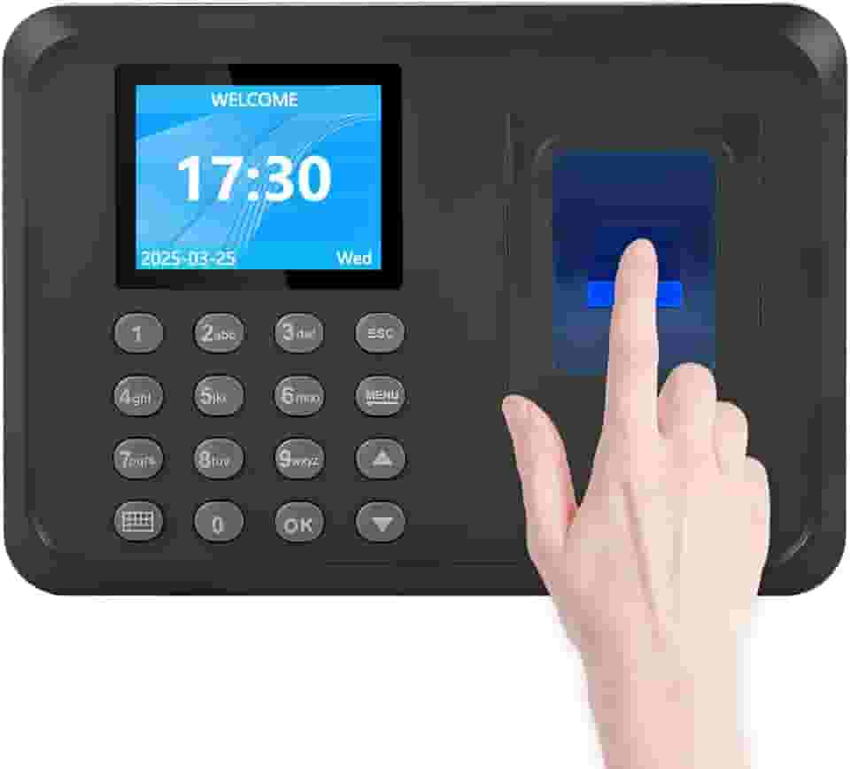 Relógios de ponto para funcionários pequenas empresas,Relógio na máquina para funcionários, Relógio em Clock Out Machine,com tela LCD TFT 2.4,dados de download USB,1000 scanner de impressões digitais