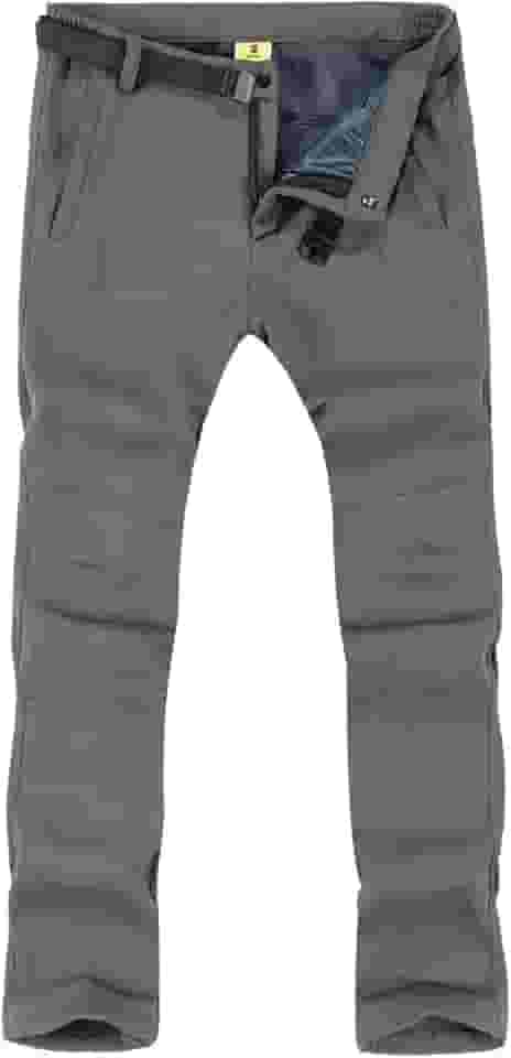 Calça masculina impermeável para esqui na neve, com forro de lã, para acampamento, esqui, pesca no gelo com cinto