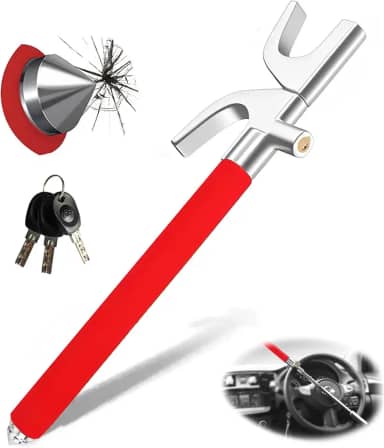 43~70 cm, Há um Quebra-Vidros na Traseira, Trava do Volante do Carro, Trava de Volante, Adequado para Todos os Tipos de Veículos Comuns