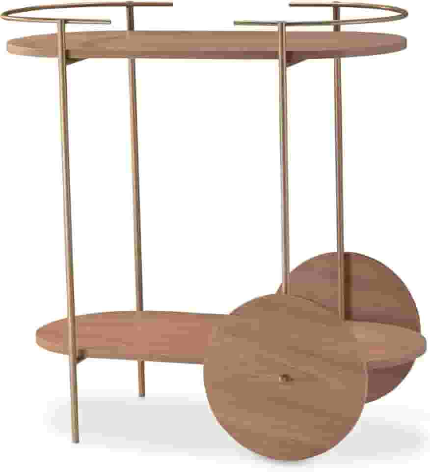 Carrinho Bar de Bebidas, chá e café com Rodinha Industrial Ferro Dourado