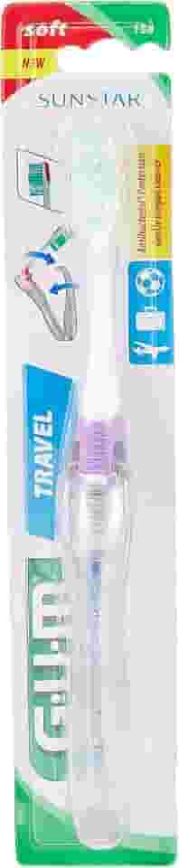 Escova Dental para Viagem GUM com cerdas antibacterianas e limpador de língua, Gum, Sortidas