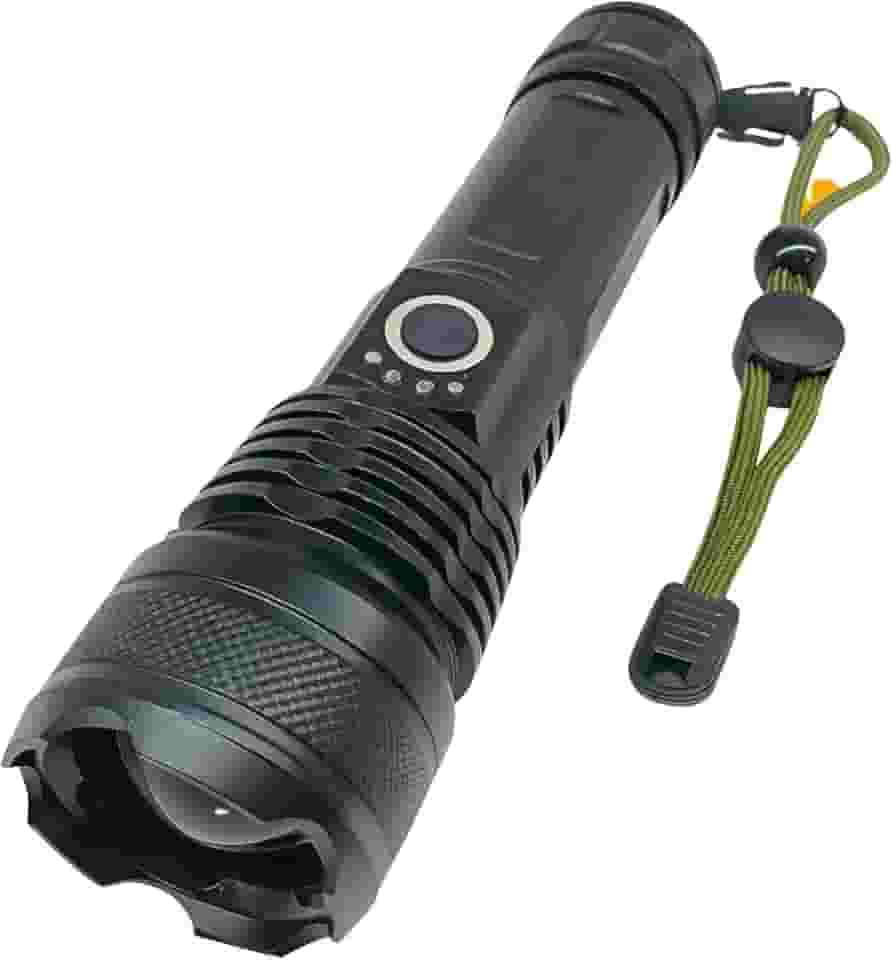 Lanterna Tática Militar Profissional T9 Recarregável LED P-50 Zoom Super Potente Alumínio Resistente Camping, Pesca Emergência Vigilância Polícia