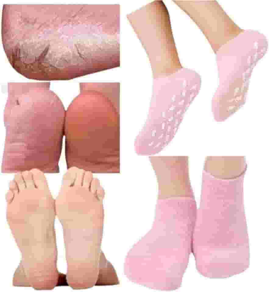 Meia de Silicone Hidratação Pés Rachados Ressecados Anti Rachadura Tratamento Reutilizável - 1 Par