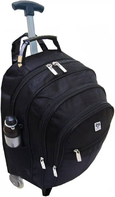 BEZZTER Mochila de Rodinhas Executiva para Escola, Notebook 15/16 Pol, Viagem e Faculdade - Preta com Rodinhas Em Gel e Compartimento para Notebook