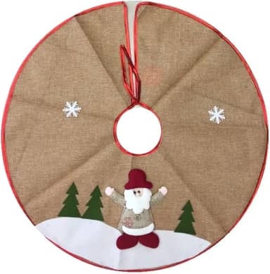 Saia Árvore de Natal Decorada Rústica Bege Papai Noel 60cm