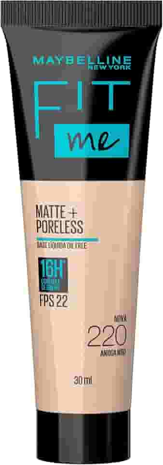 Base Líquida Maybelline NY Fit Me Matte FPS 22 Cor 220 (Antiga N150), 30ml