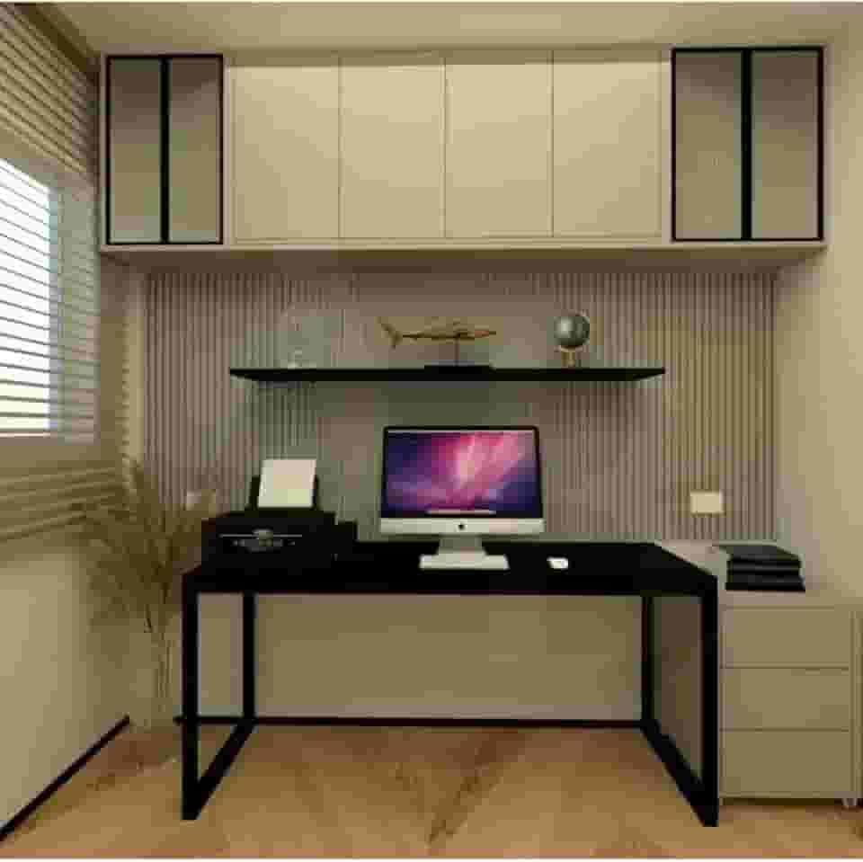 Mesa De Computador Reforçada P/ 2 Pessoas Industrial Madeira Mdf Reforçada e Ferro Para Escritório Home Office 120x60 (Preto)