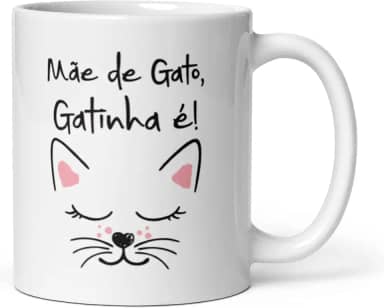 Caneca Mãe de Gato Gatinha é 325ml Ceramica