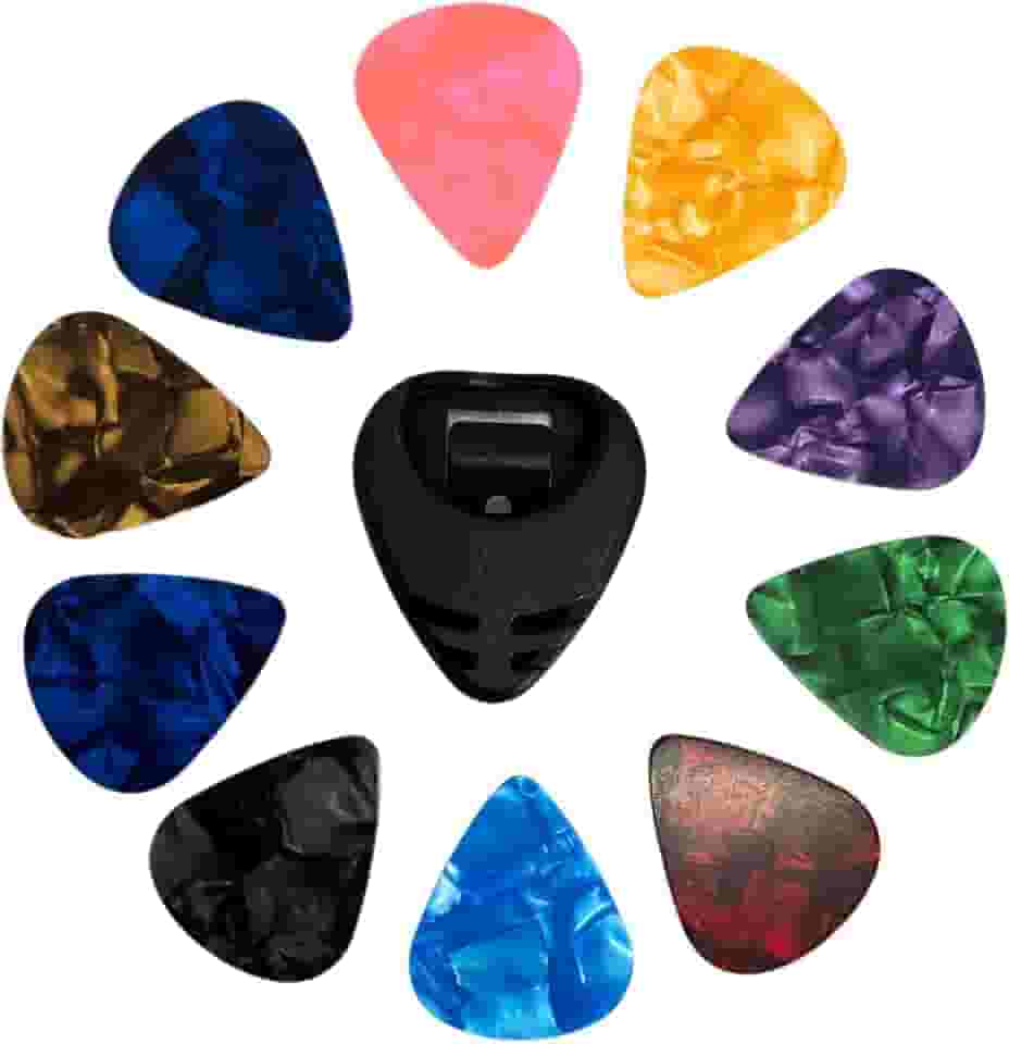 Kit 10 Palhetas 0,71mm + Suporte de Palhetas Adesivo Violão/Guitarra/Baixo/Ukelele