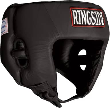 Ringside Capacete para competição de boxe Muay Thai MMA Sparring Headgear sem bochechas, preto, médio