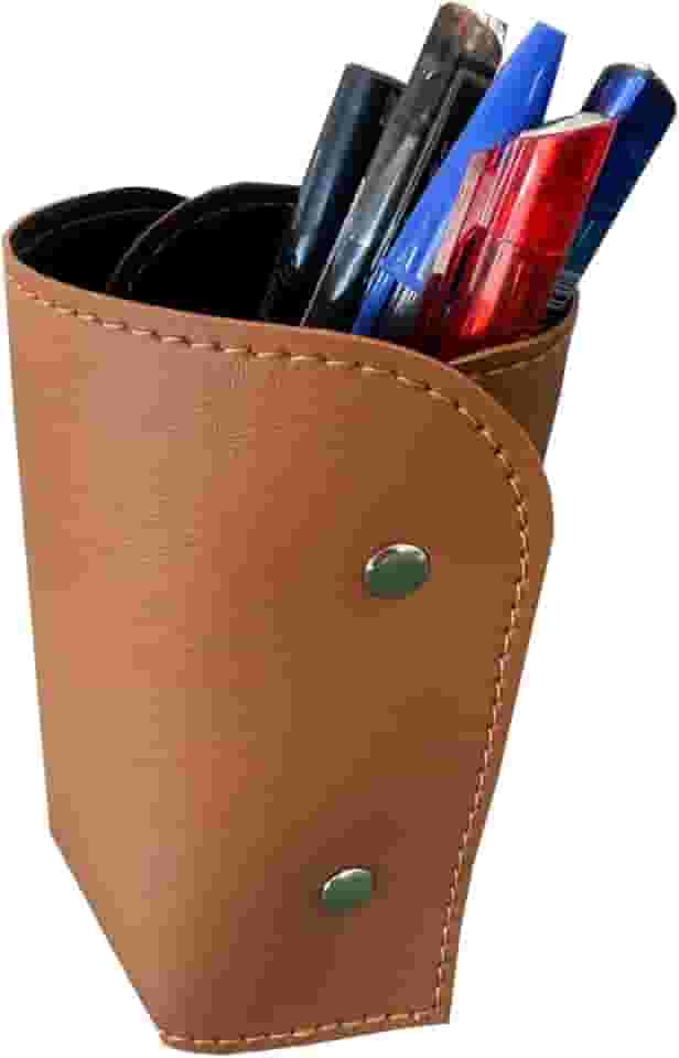 Porta Caneta em Couro Sintético Caramelo