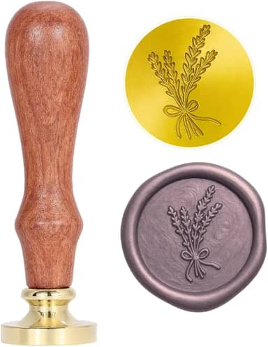 Sinete para lacre de cera, sinete clichê para selo de cera para convites, embalagens e presentes (Lavanda)