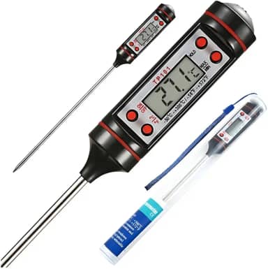 Termômetro Digital Culinário Display De Alta Precisão Para Alimentos Fácil Leitura Suporta Temperaturas até 300°C - Comidas, Líquidos, Carnes, Fornos e Cozinha - Alta Durabilidade Premium