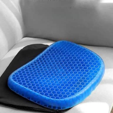 Almofada Ortopédica em Gel para Cadeira 37x36cm Estrutura Colmeia Alívio para Cóccix Coluna Lombar Ciática e Hemorroida Capa Removível Antiderrapante